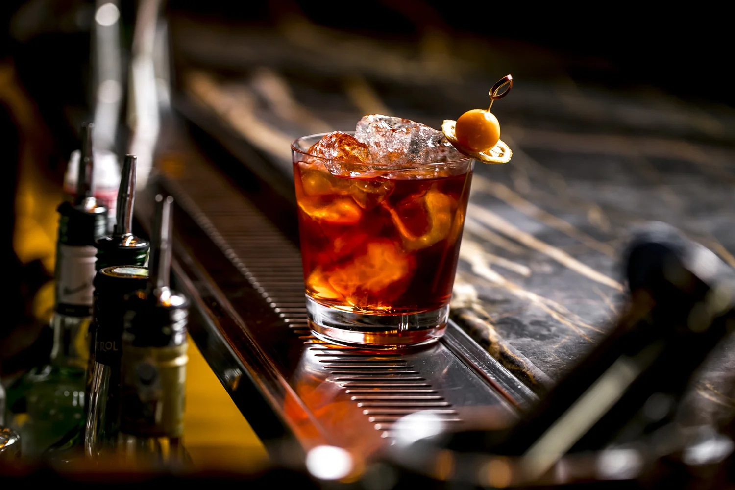 Drink on the bar rail